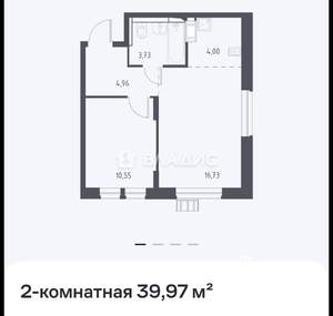 1-к квартира, вторичка, 40м2, 4/12 этаж