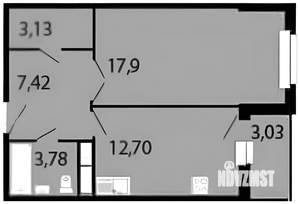 1-к квартира, вторичка, 45м2, 7/27 этаж