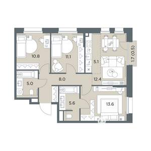 4-к квартира, вторичка, 72м2, 4/6 этаж