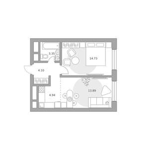 2-к квартира, вторичка, 41м2, 11/25 этаж