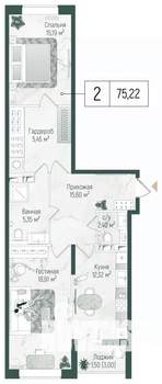 2-к квартира, вторичка, 77м2, 6/10 этаж