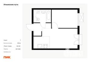 1-к квартира, вторичка, 32м2, 6/9 этаж