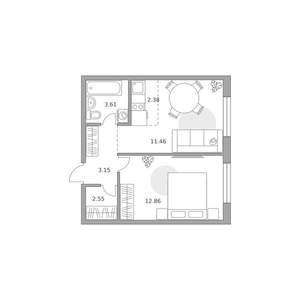 2-к квартира, вторичка, 36м2, 5/14 этаж