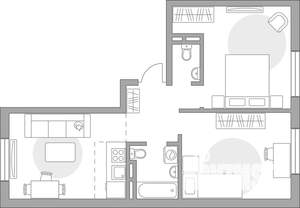 3-к квартира, строящийся дом, 58м2, 6/6 этаж