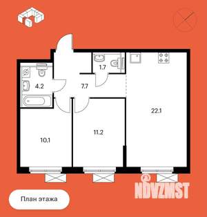 2-к квартира, вторичка, 57м2, 2/9 этаж