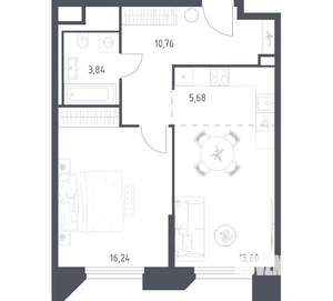 1-к квартира, вторичка, 50м2, 12/30 этаж