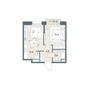 1-к квартира, вторичка, 36м2, 4/6 этаж