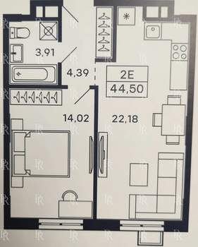 1-к квартира, вторичка, 44м2, 16/32 этаж
