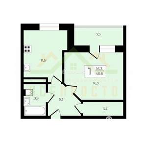 1-к квартира, вторичка, 46м2, 11/25 этаж