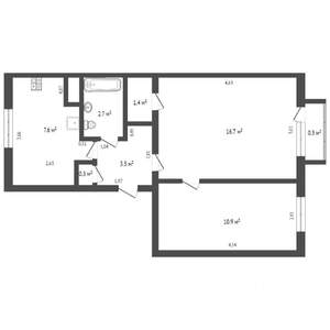 2-к квартира, вторичка, 45м2, 2/9 этаж