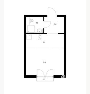 Студия квартира, сданный дом, 24м2, 6/9 этаж