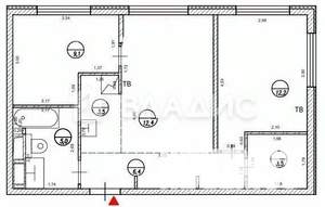 2-к квартира, вторичка, 52м2, 7/8 этаж