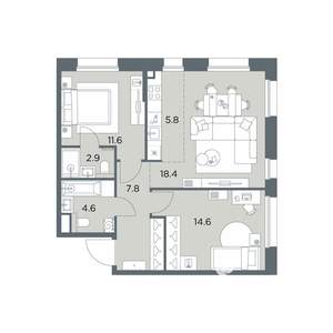 3-к квартира, вторичка, 66м2, 5/6 этаж