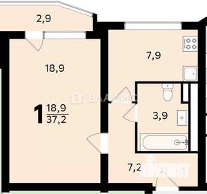1-к квартира, вторичка, 40м2, 17/17 этаж
