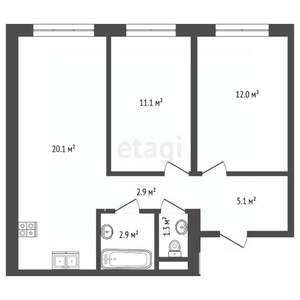 2-к квартира, вторичка, 55м2, 5/9 этаж