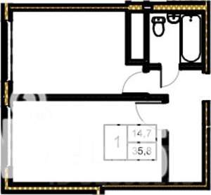 1-к квартира, вторичка, 36м2, 5/5 этаж