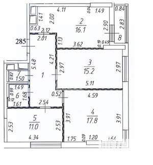 5-к квартира, вторичка, 156м2, 28/28 этаж
