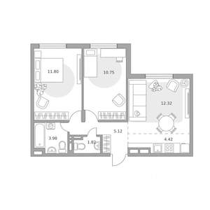 3-к квартира, вторичка, 50м2, 4/6 этаж