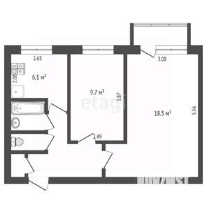 2-к квартира, вторичка, 45м2, 4/9 этаж