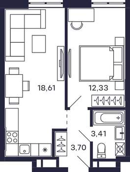 1-к квартира, строящийся дом, 40м2, 11/28 этаж