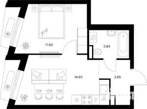 1-к квартира, вторичка, 34м2, 5/9 этаж