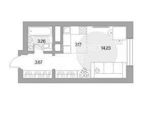 Студия квартира, вторичка, 24м2, 9/24 этаж