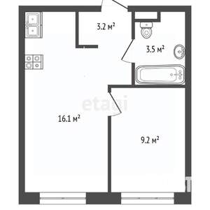 1-к квартира, вторичка, 32м2, 6/9 этаж
