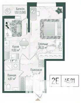 1-к квартира, вторичка, 47м2, 8/10 этаж