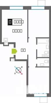 2-к квартира, строящийся дом, 53м2, 9/9 этаж