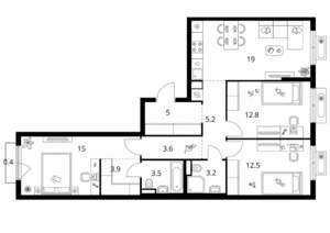 3-к квартира, вторичка, 84м2, 7/9 этаж