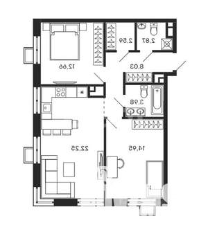 3-к квартира, вторичка, 67м2, 12/28 этаж