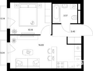 1-к квартира, вторичка, 35м2, 4/9 этаж