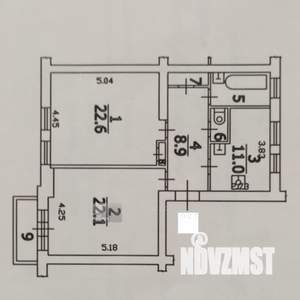 2-к квартира, вторичка, 72м2, 4/4 этаж