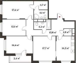 4-к квартира, вторичка, 106м2, 2/6 этаж