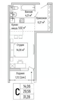 Студия квартира, вторичка, 31м2, 8/9 этаж