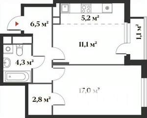 2-к квартира, вторичка, 49м2, 5/6 этаж