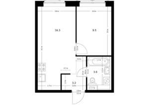 1-к квартира, вторичка, 33м2, 7/9 этаж
