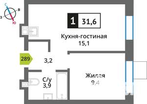 Студия квартира, вторичка, 32м2, 7/9 этаж