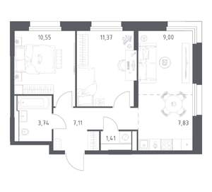 2-к квартира, вторичка, 51м2, 21/24 этаж