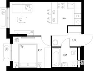 1-к квартира, вторичка, 33м2, 2/9 этаж