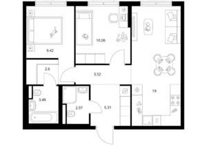 2-к квартира, вторичка, 56м2, 7/9 этаж