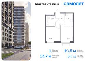 1-к квартира, вторичка, 33м2, 15/24 этаж