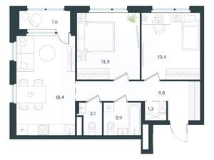 2-к квартира, вторичка, 63м2, 14/15 этаж