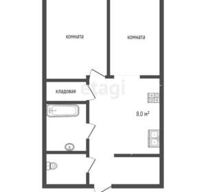 2-к квартира, вторичка, 43м2, 12/22 этаж