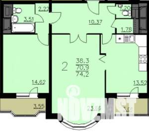 2-к квартира, вторичка, 74м2, 18/22 этаж