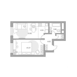 2-к квартира, вторичка, 42м2, 8/25 этаж
