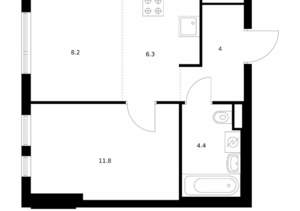 1-к квартира, вторичка, 35м2, 6/9 этаж
