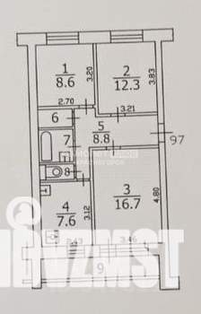 3-к квартира, вторичка, 60м2, 5/5 этаж