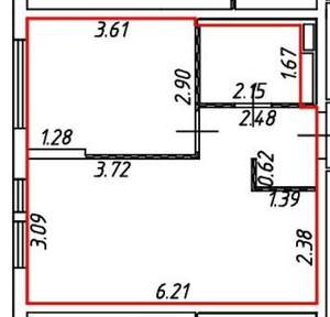 2-к квартира, вторичка, 36м2, 7/9 этаж
