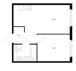 1-к квартира, вторичка, 35м2, 6/9 этаж
